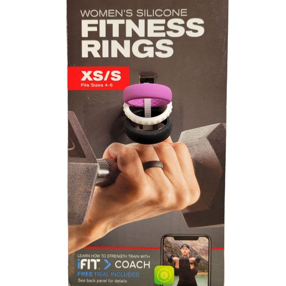 3 Weider Silicone Ring Band Women Set Stackable Gym Sport XS/S 4-6 Purp/Blck/Wht